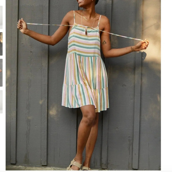 Self Contrast Athena Clover Rainbow Mini Dress Size Large - Picture 1 of 8